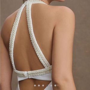 Wedding Gown Trumpet design - Johanna Pearl Strap Satin Wedding Ivory Sz 4